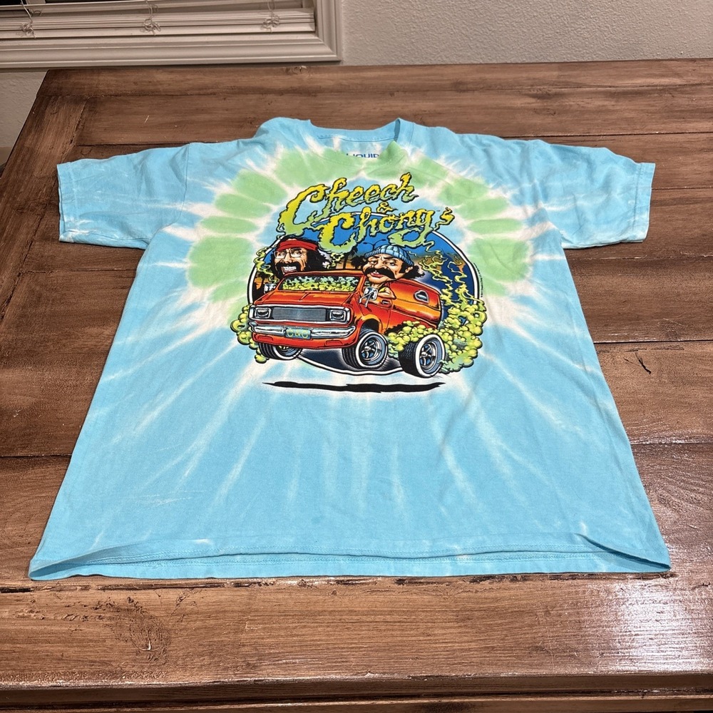 LIQUID BLUE CHEECH & CHONGS SMOKIN RIDE TIE-DYE Size L  ‎ T-SHIRT